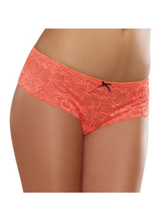 Shorty ouvert orange corail court en dentelle - DG7177COR